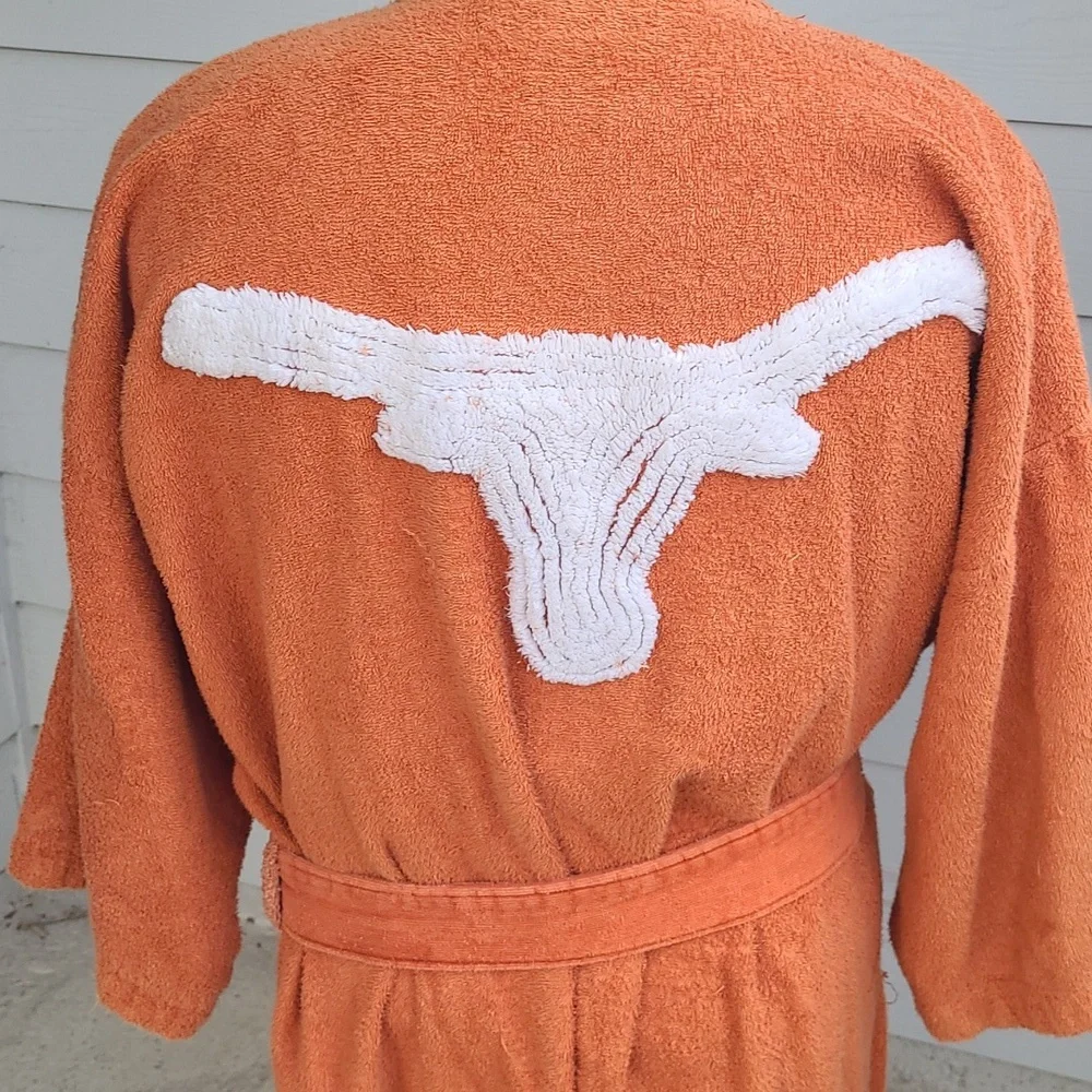 CANYON GROUP Damze‎ Chenille UT Texas Longhorns Orange Mens Belted Robe RARE 90s